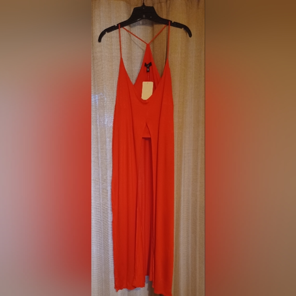 Sleeveless maxi cover up with long slit on front